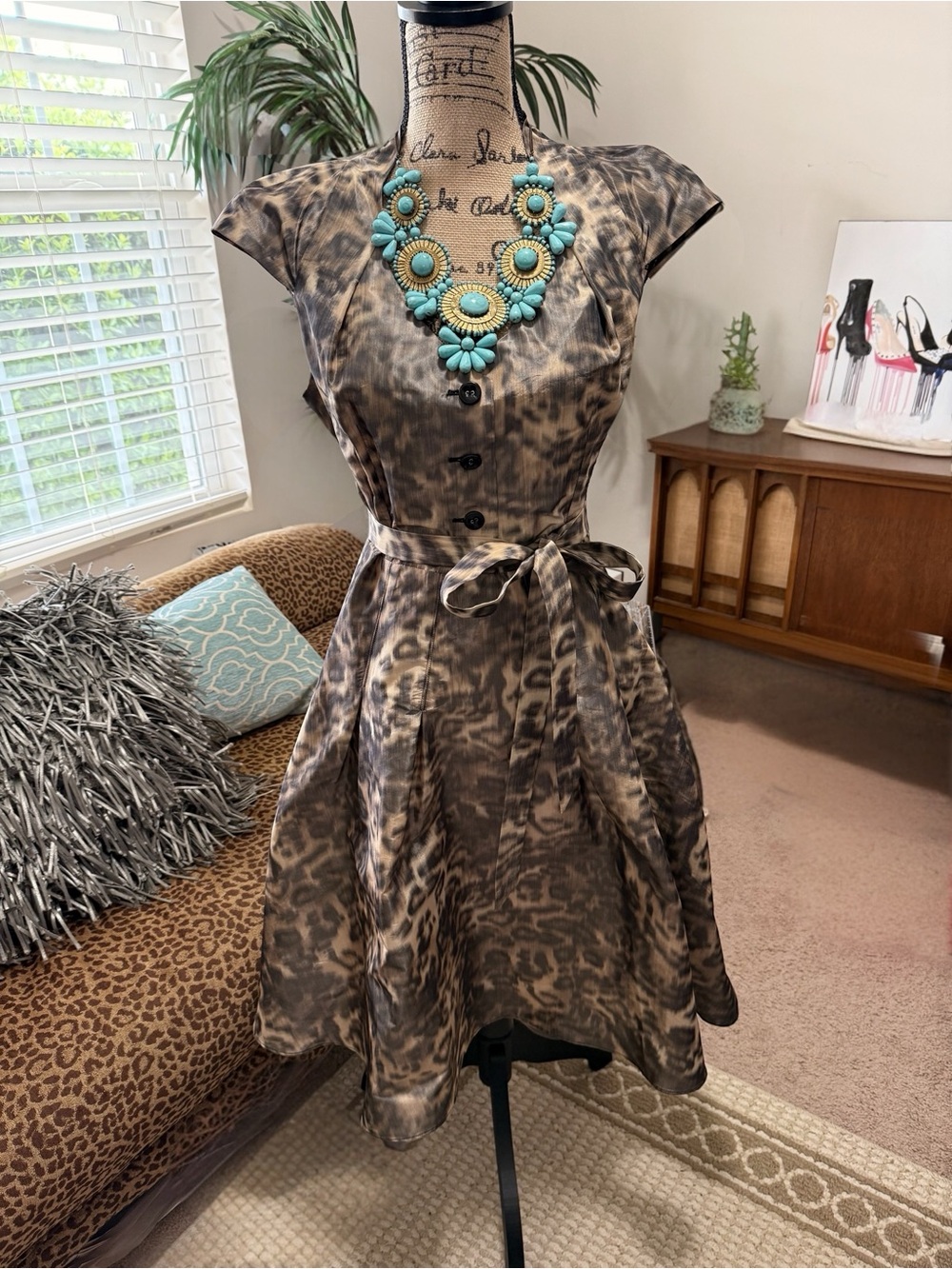 L.A.M.B. Like New Fit & Flare Animal Print Spring 2008 Dress-10 - Picture 10 of 12